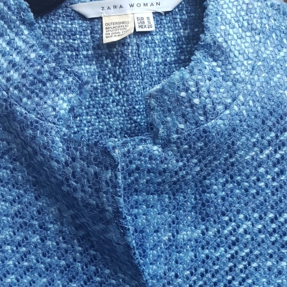 Zara Woman (vintage) Blue tweed blazer jacket - Picture 5 of 6